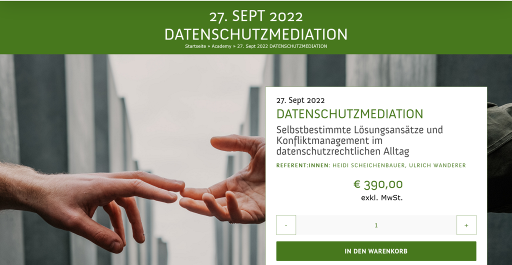 Seminarankündigung Datenschutzmediation